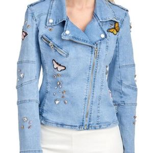 💙V Christina Butterfly Rhinestone Denim Jacket